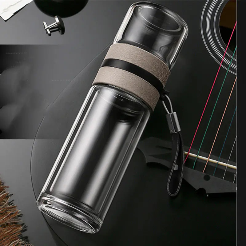 Double-Wall Insulated Glass Tea Infuser Cup