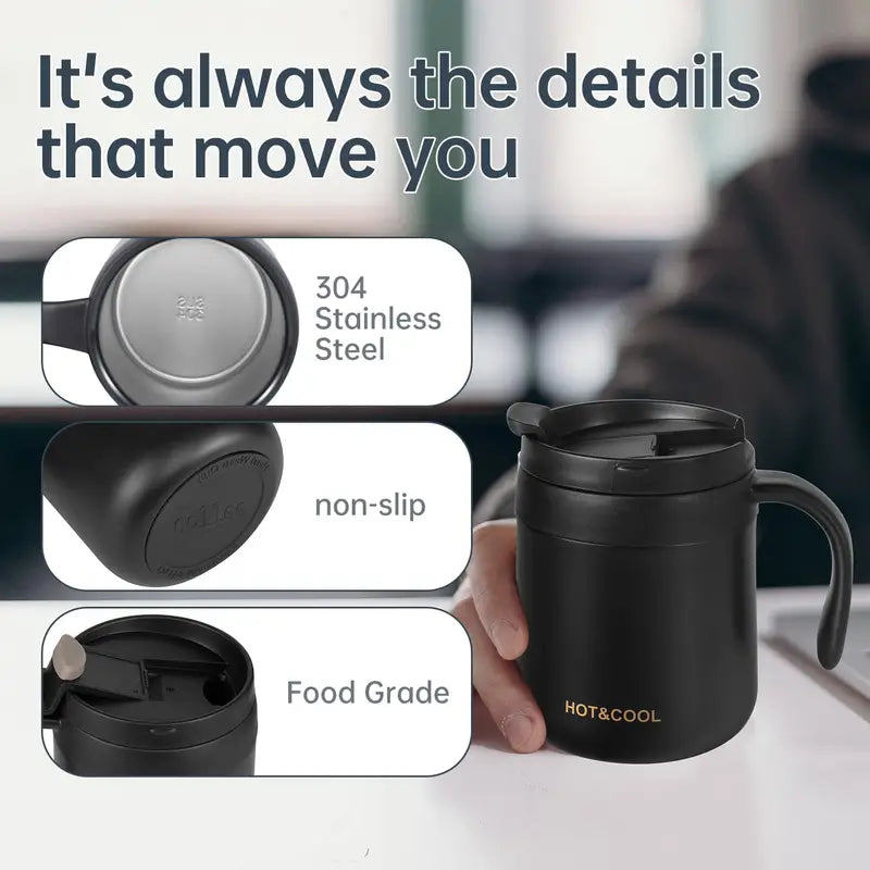 Insulated Stainless Steel Coffee Mug with Handle (11.5oz)